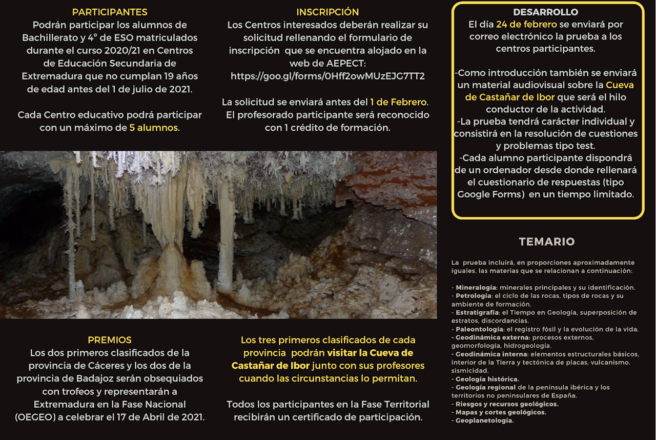 diptico xi Olimpiada de Geología. Fase de Extremadura